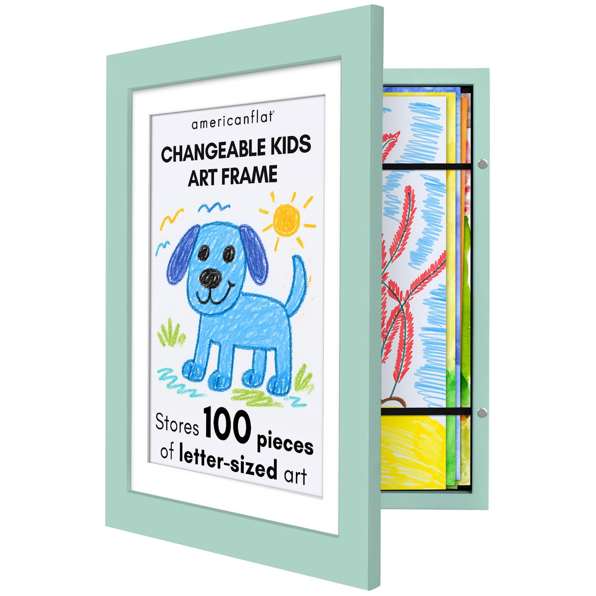 Americanflat 8.5x11 Changeable Kids Art Frame 2-Pack - Black
