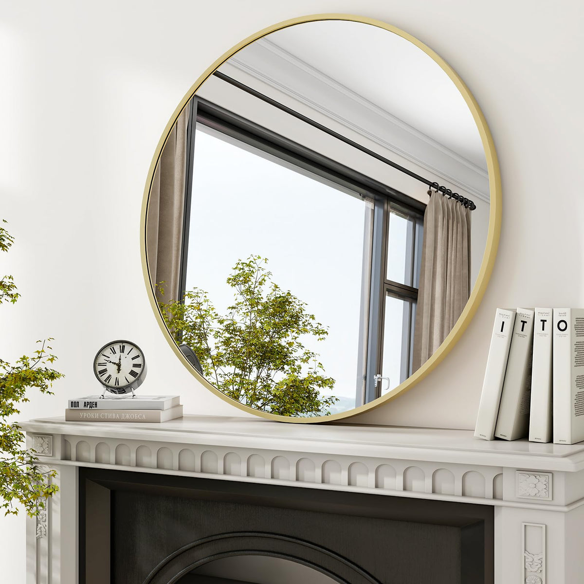 XRAMFY 30 Inch Round Mirror-Gold Circle Mirrors for Bathroom, Entryway