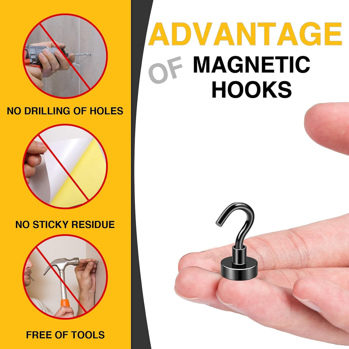 DIYMAG Magnetic Hooks 20pcs 30lbs+ Cruise Essentials 2026 Magnet Hook Black