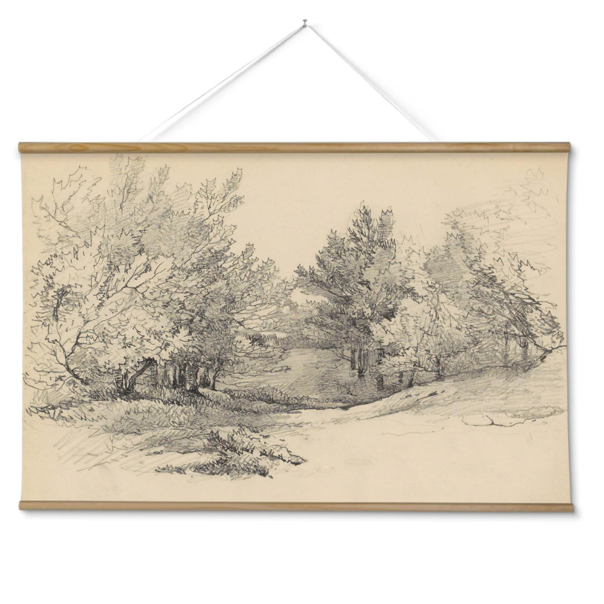 ARPEOTCY Extra Large Vintage Framed Wall Art, Fall Landscape Print, 36x54In