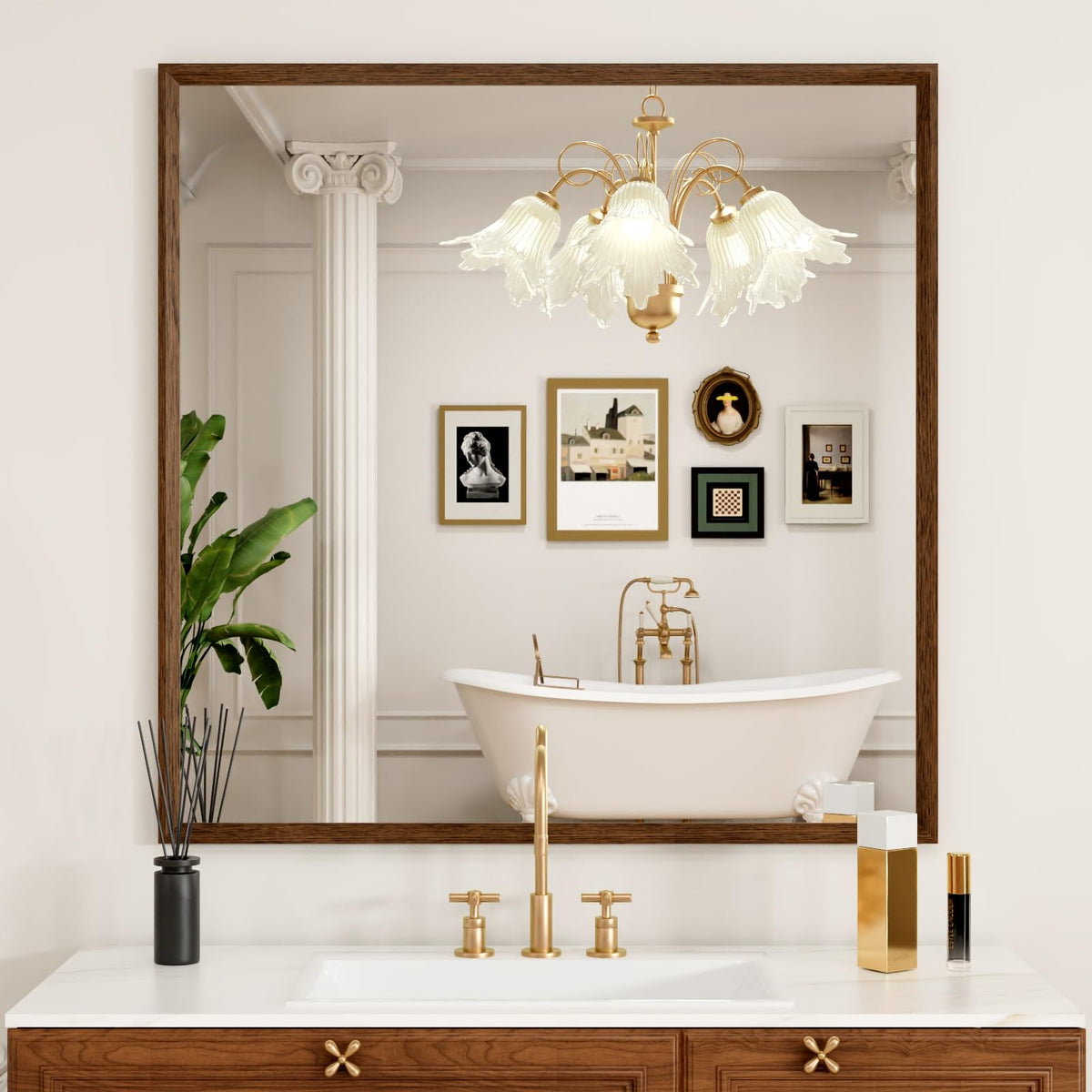 JISOSO 22x30 Inch Black Bathroom Mirror Metal Framed