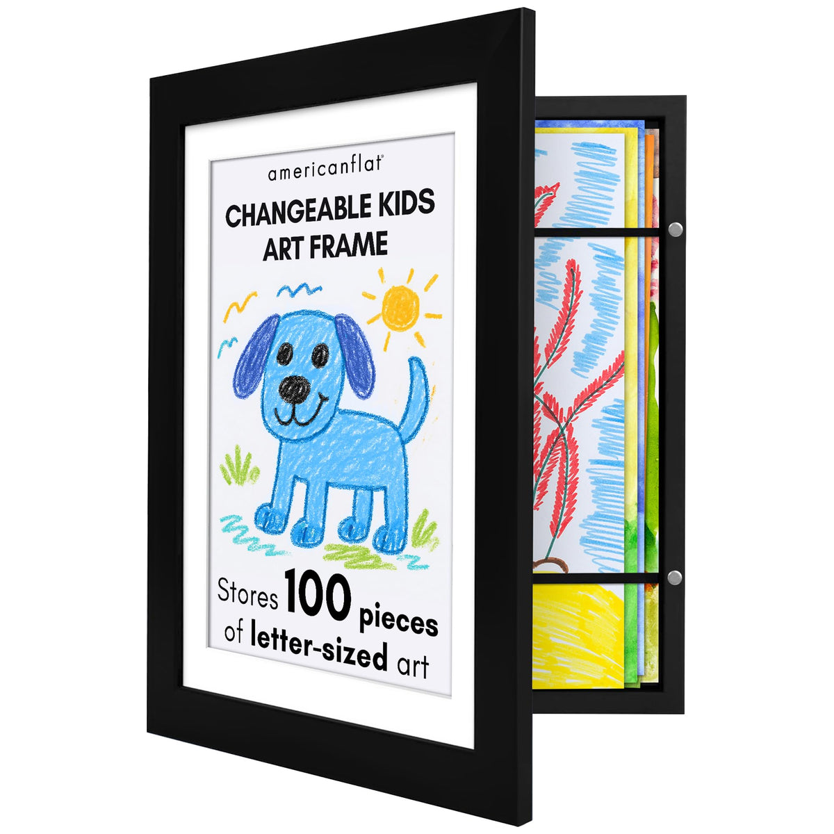 Americanflat 8.5x11 Changeable Kids Art Frame 2-Pack - Black