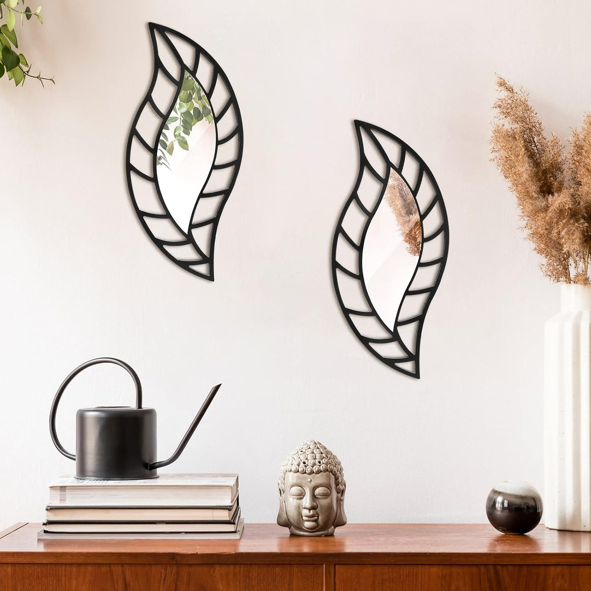 Roowest 2 Pcs Decorative Mirror Wall Decor, Black