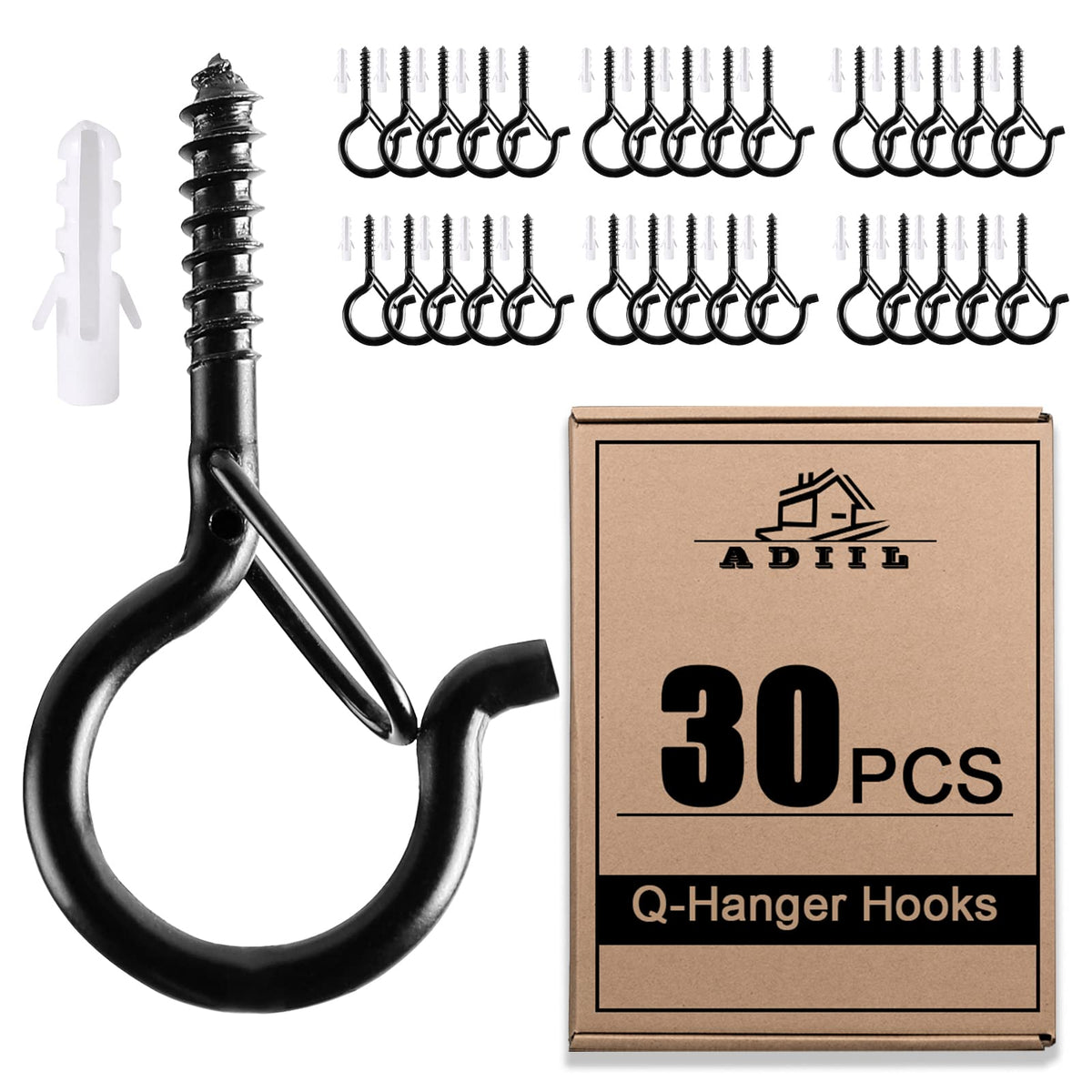 ADIIL Q Hanger Ceiling Screw Hooks for Hanging Outdoor String Light, Plants