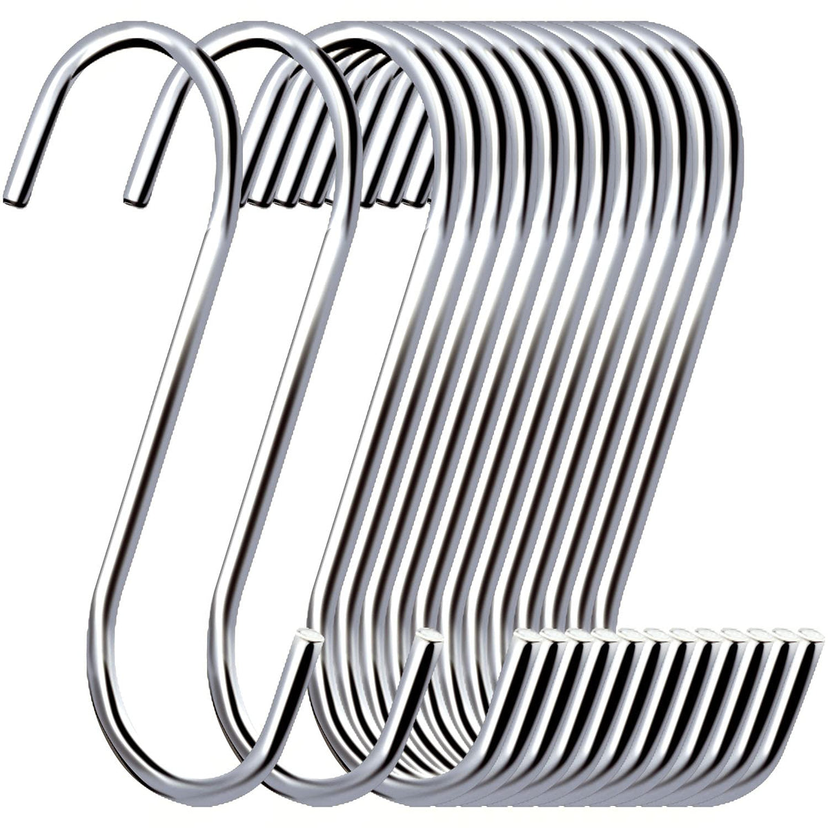ESFUN 30 Pack 3.7 inch Length S Hooks Black Steel S Shaped Hooks for Hanging Jeans Pans Pots Plants Bags Towels Kitchen Closet Hooks Hanger, Fit the Rod Dia Less Than 1.2 inches