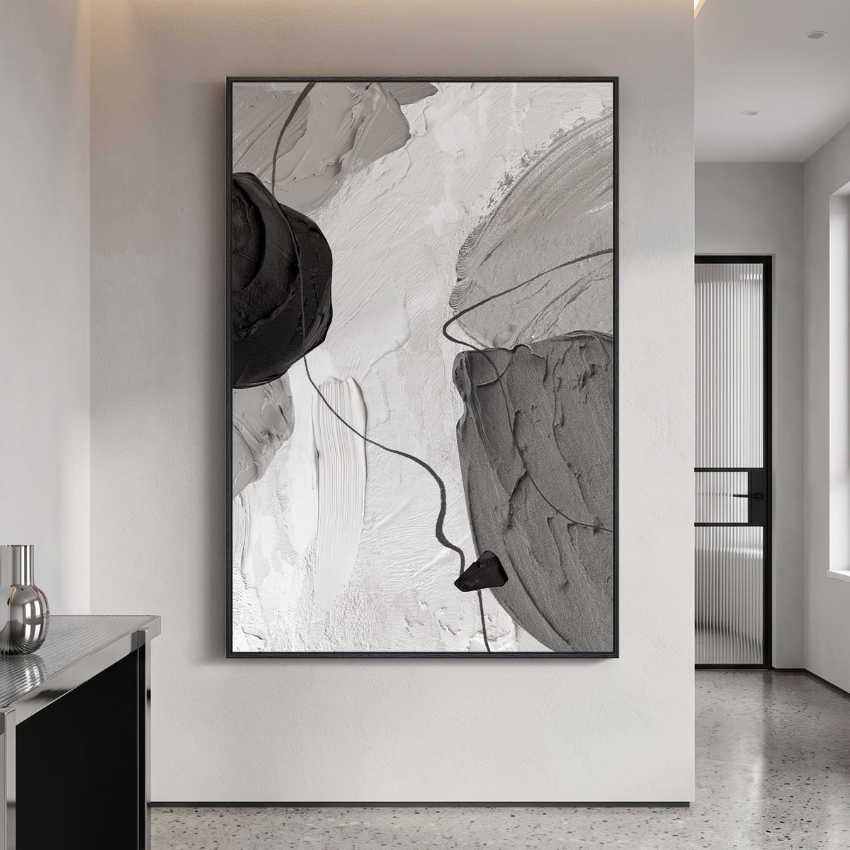 Extra Large Framed Brown Abstract Wall Art for Living Room, Vertical 40x60