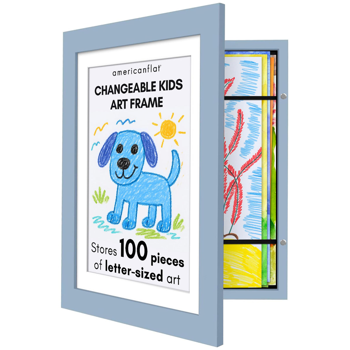 Americanflat 8.5x11 Changeable Kids Art Frame 2-Pack - Black