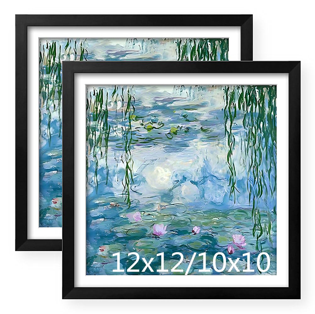 NIHO-JIUMA Diamond Art Wood Frame, 14X14 in / 35X35 cm, Black, 2-piece set