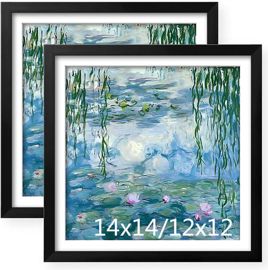 NIHO-JIUMA Diamond Art Wood Frame, 14X14 in / 35X35 cm, Black, 2-piece set