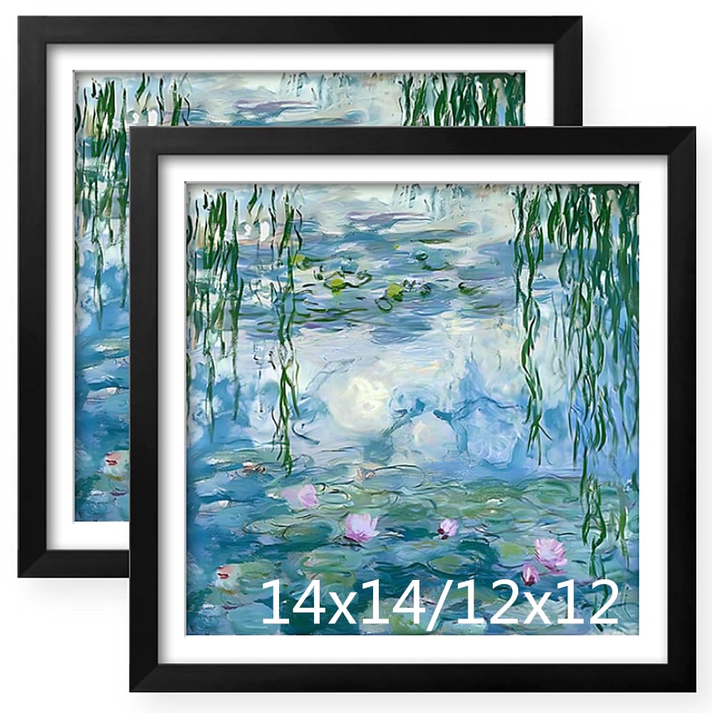 NIHO-JIUMA Diamond Art Wood Frame, 14X14 in / 35X35 cm, Black, 2-piece set