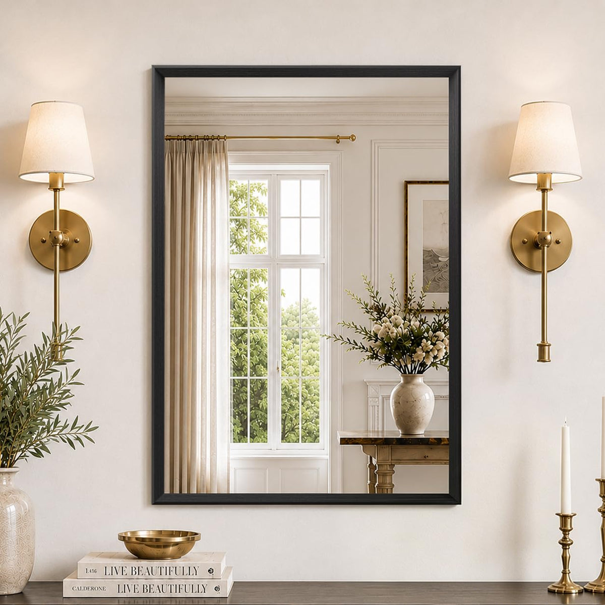 JISOSO 22x30 Inch Black Bathroom Mirror Metal Framed