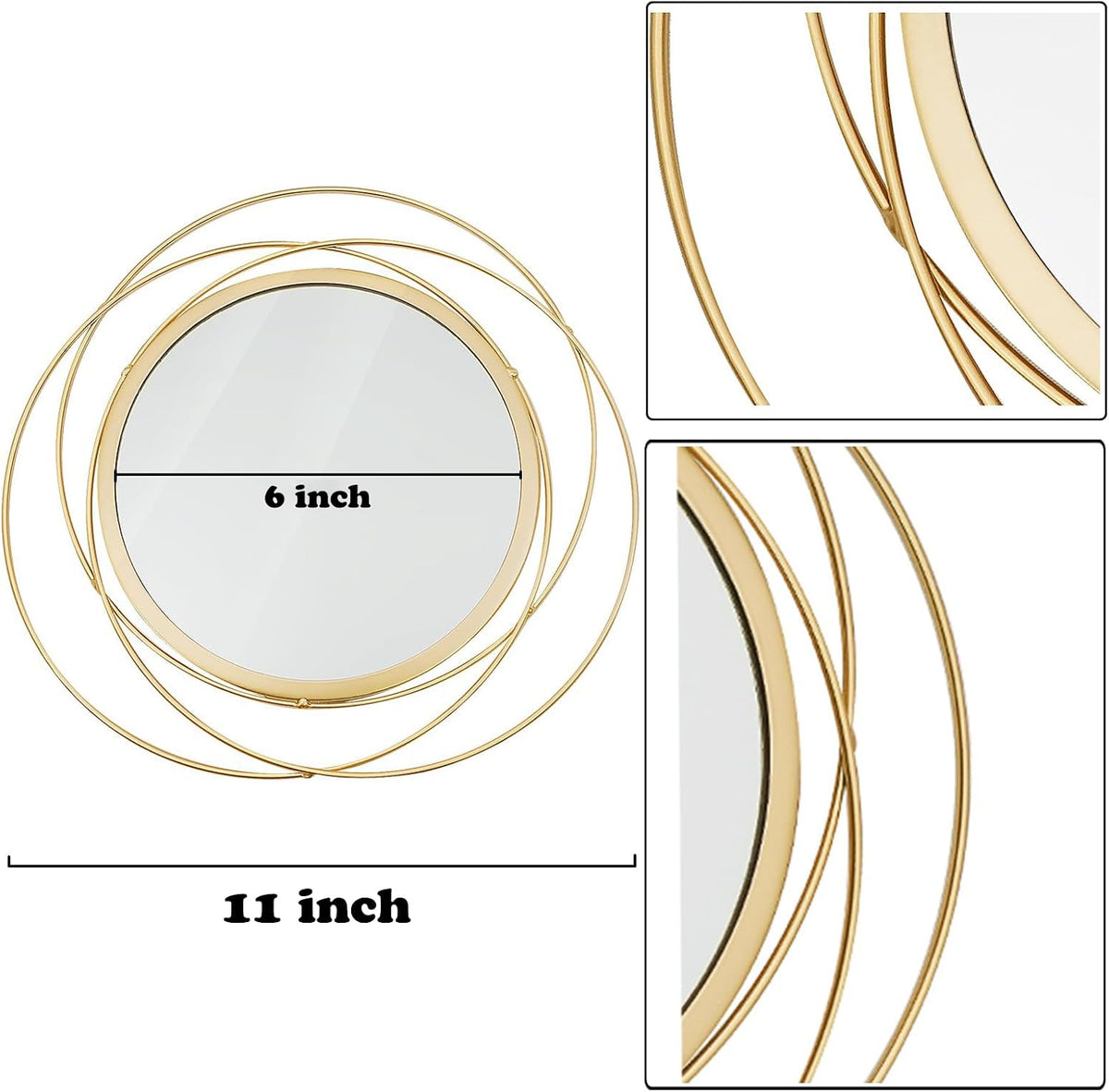 3 Set Sunburst Round Mirrors for Wall Decor Bedroom Bathroom