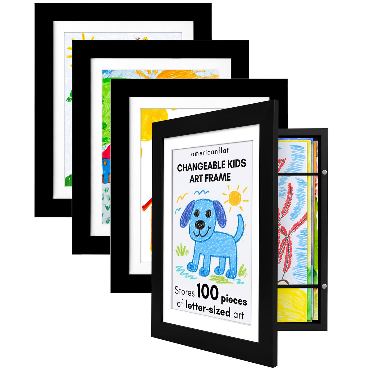 Americanflat 8.5x11 Changeable Kids Art Frame 2-Pack - Black