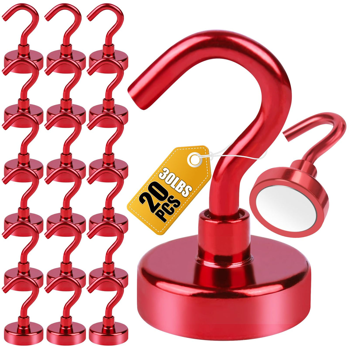 DIYMAG Magnetic Hooks 20pcs 30lbs+ Cruise Essentials 2026 Magnet Hook Black