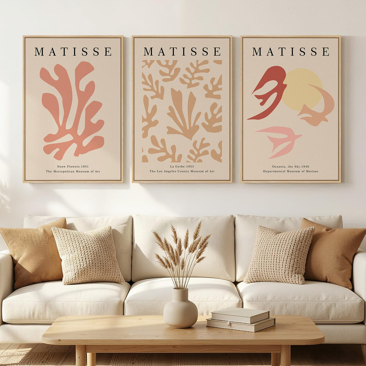 Framed Vintage William Morris Boho Canvas Wall Art for Living Room, 3 Piece