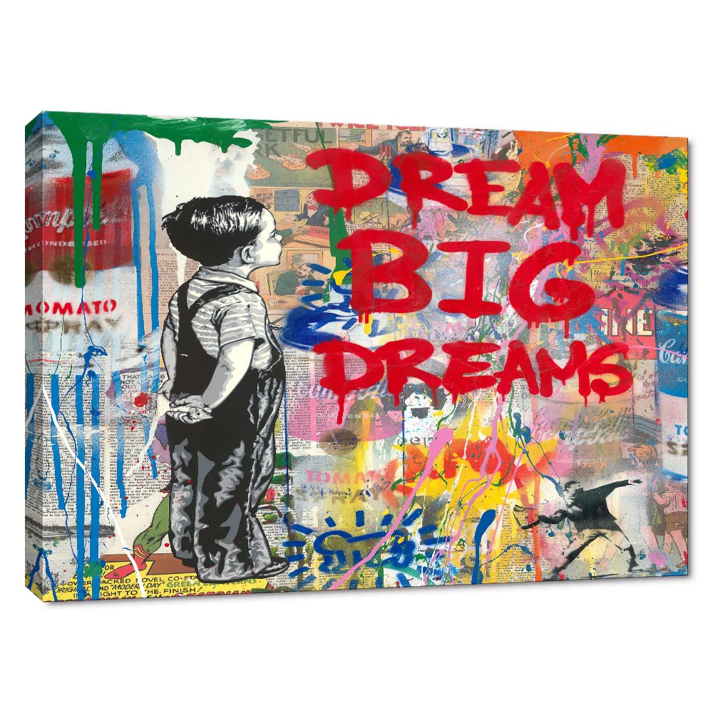 Banksy Wall Art Graffiti Street Giclee Canvas Paintings Poster and Prints Kid Wall Pictures girl Figure Street Picture Artwork Modern Framed Art for Home Wall Decor 24”Wx36”H