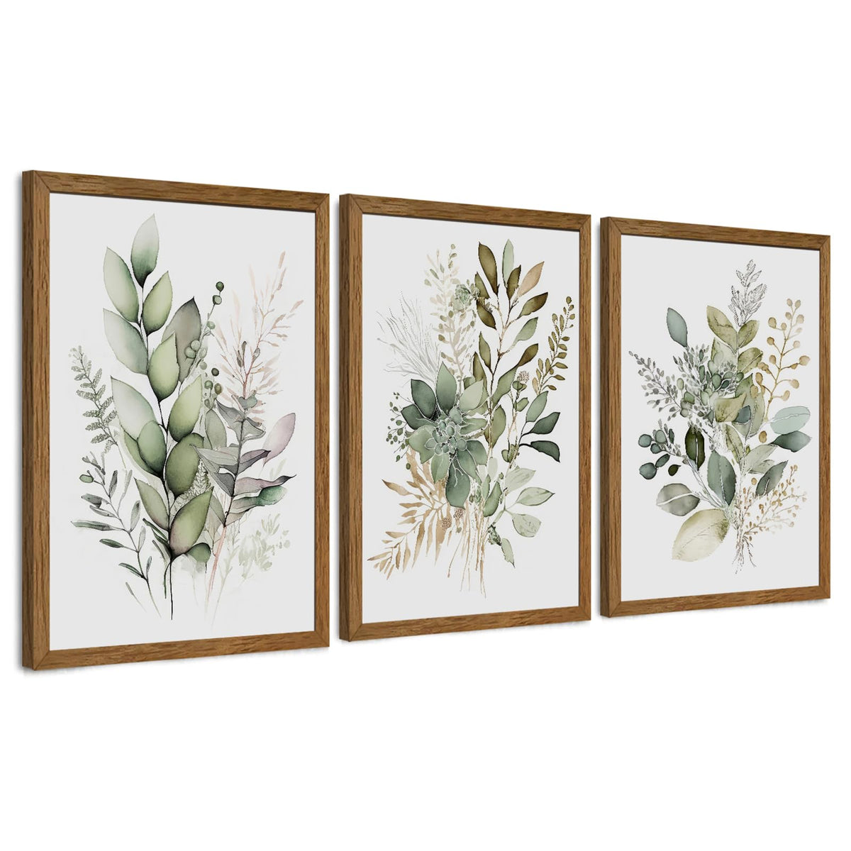AVECCO 3 Piece Vintage Wildflower Botanical Framed Canvas Wall Art 12x16 in