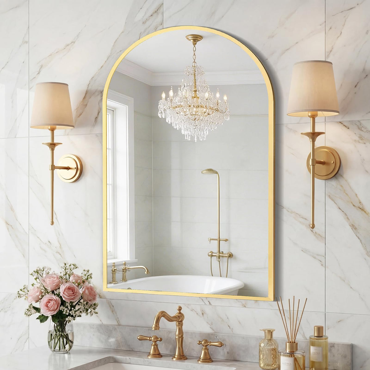 Sweetcrispy Round Bathroom Wall Mirror, Vanity Mirror, 20 Inch
