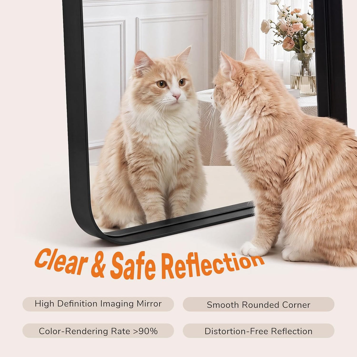 Sweetcrispy Bathroom Wall Mirror, 36x24 Inch Mirror for Over Sink, Black