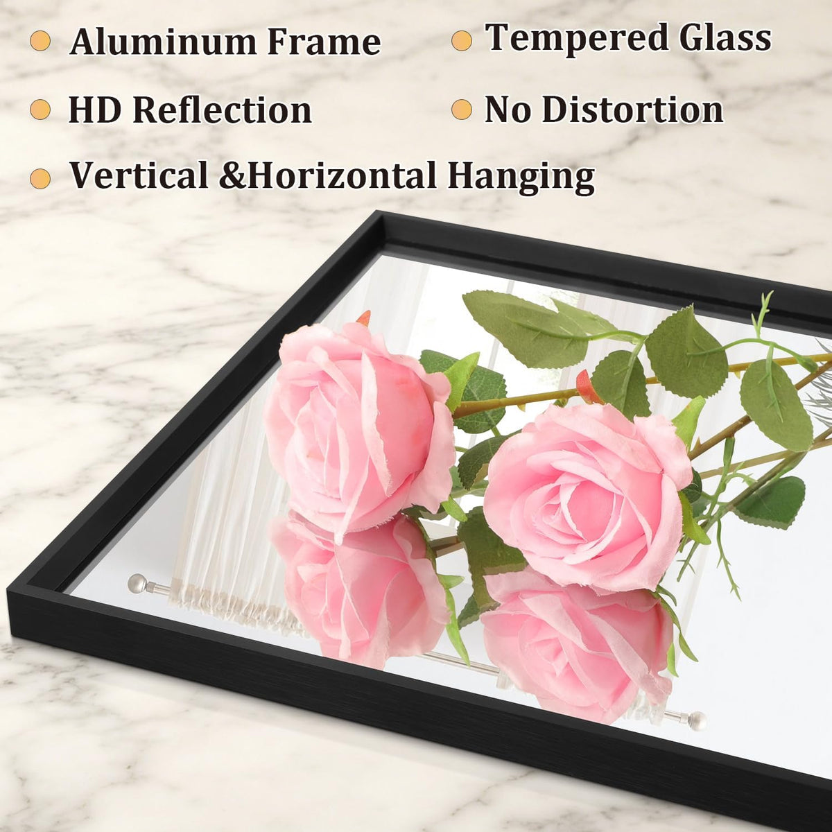 AAZZKANG Mirrors for Wall Rectangular Metal Framed Black 16"x12"