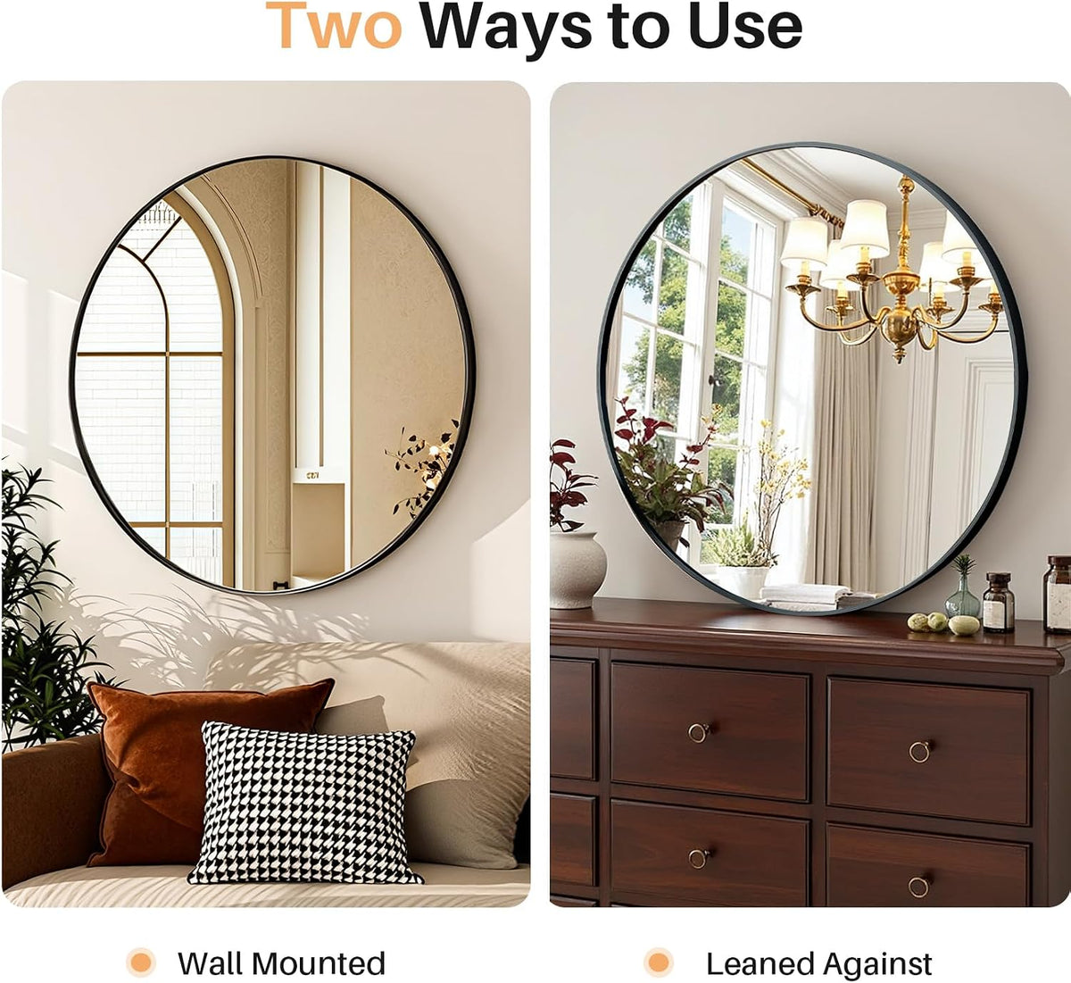 Bathroom Mirror for Wall, 24 Inch Round Mirrors