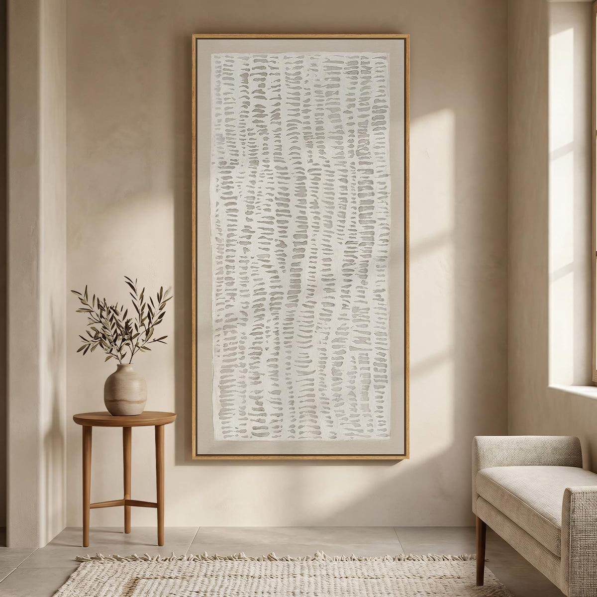 Extra Large Framed Brown Beige Abstract Wall Art for Living Room, 40x60 In