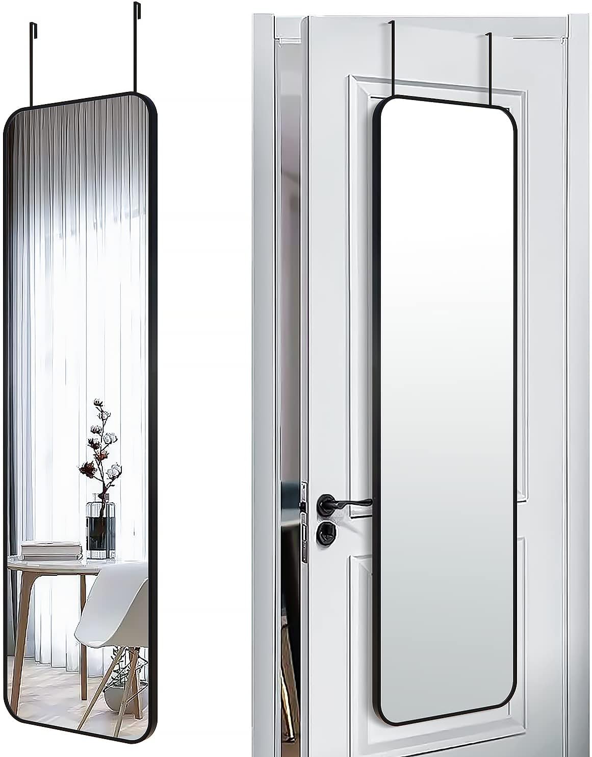 SCWF-GZ 47x14 Full Length Mirror Over the Door Hang or Wall Mounted Black