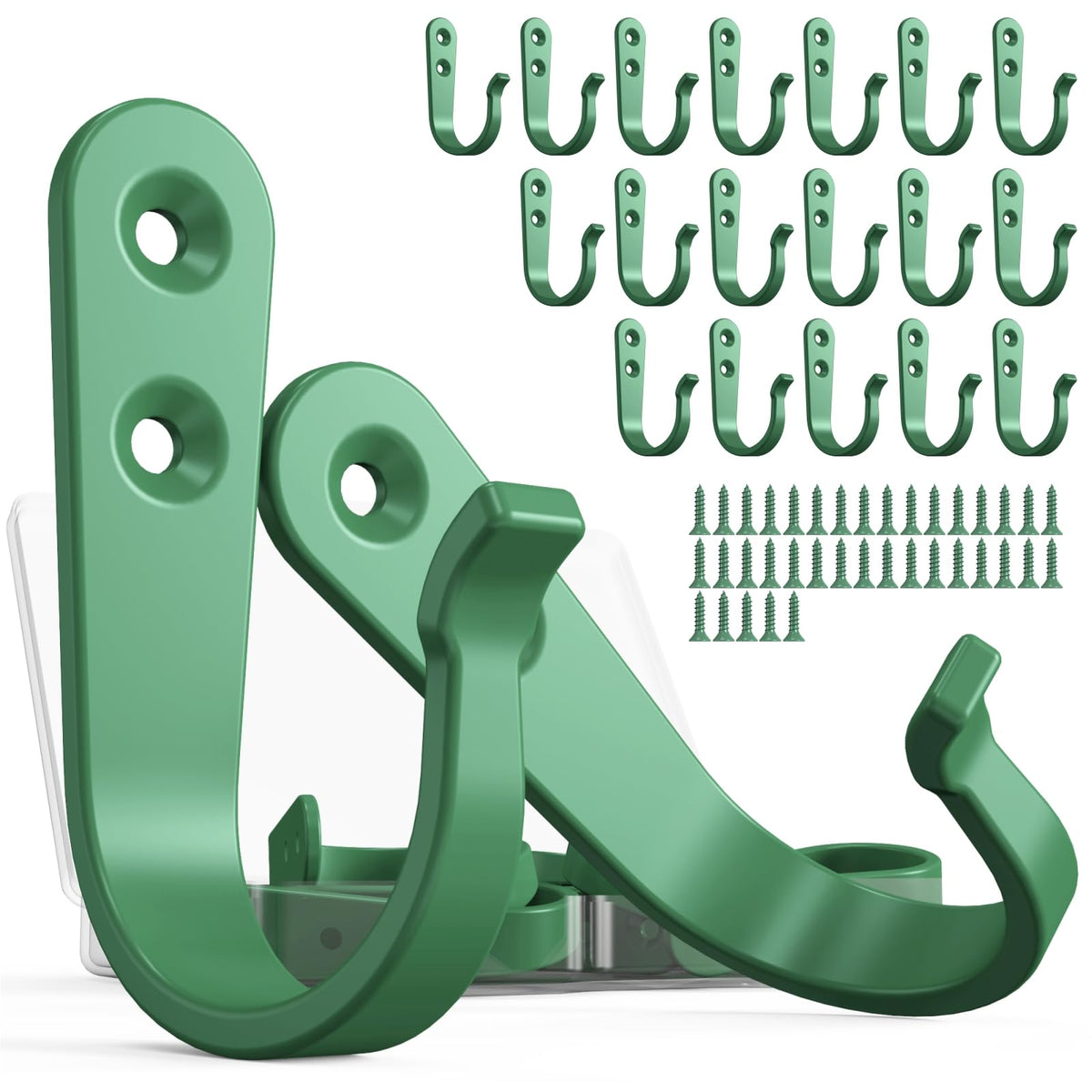 BREYDROK 20-Pack Coat Hooks for Hanging, Heavy Duty Black Metal Wall Hooks