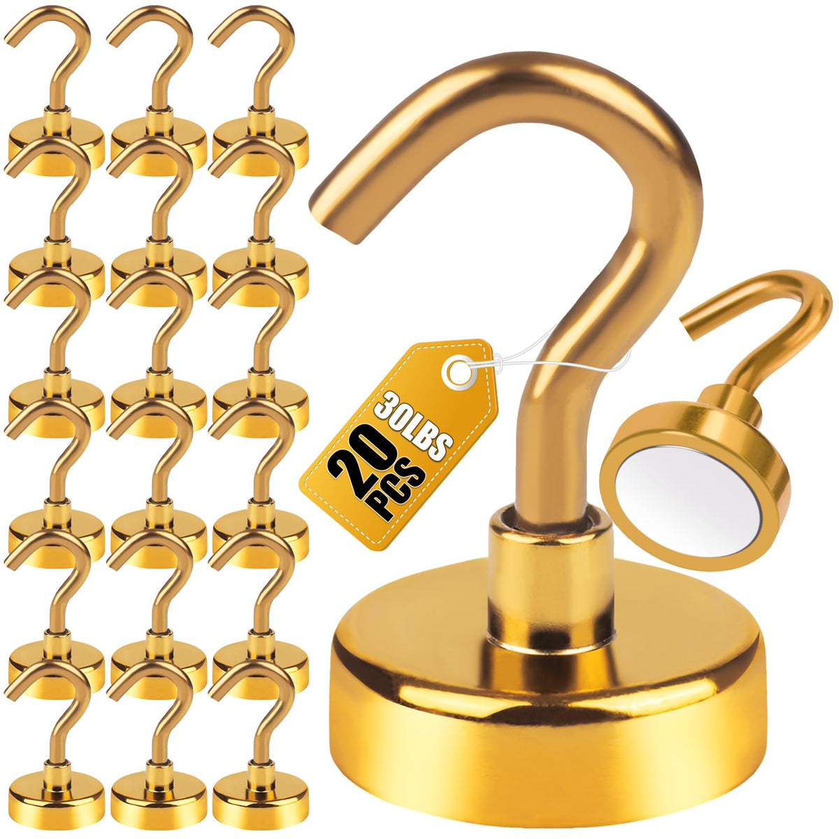 DIYMAG Magnetic Hooks 20pcs 30lbs+ Cruise Essentials 2026 Magnet Hook
