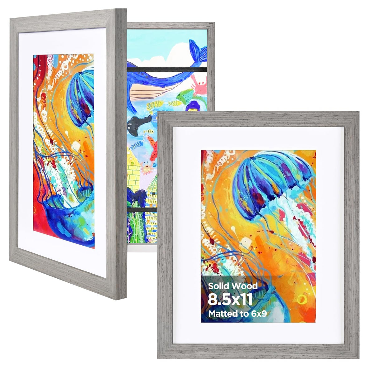 KINLINK 9x12 Kids Art Frame, Natural Artwork Frames 2 Pack