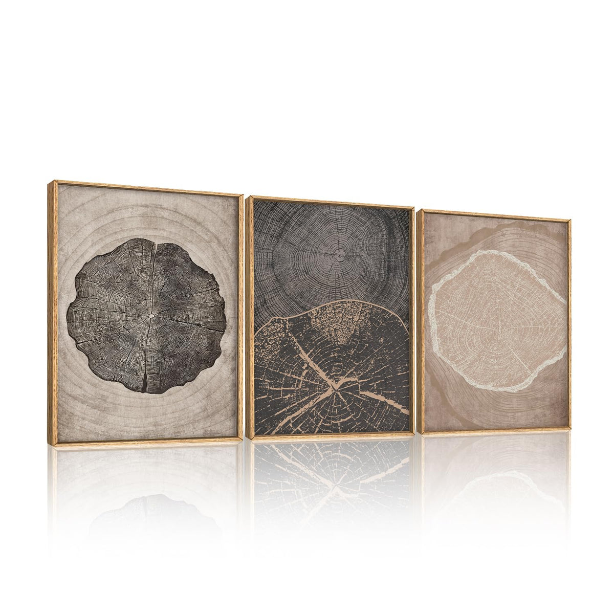 HOURIA Blue White Abstract Neutral Framed Canvas Wall Art Set- 16"x24"x3