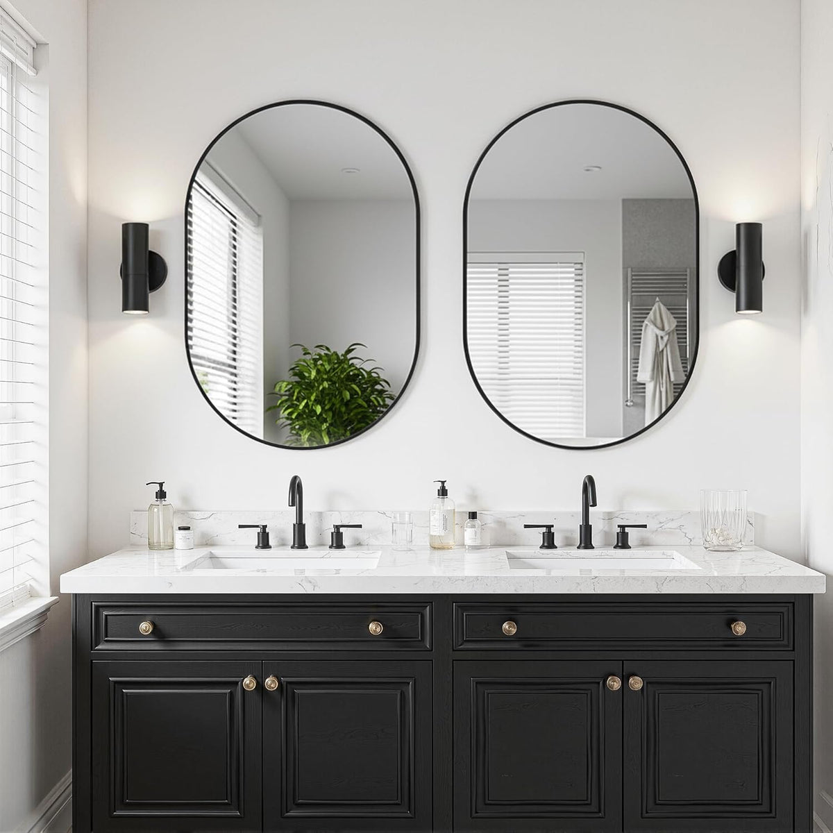 Black Oval Bathroom Mirror for Over Sink, 2 Pack 24"x36" Wall Mirror