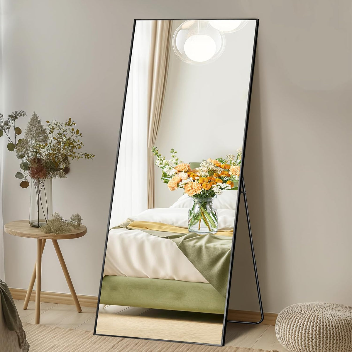 DUMOS 64"x21" Full Length Mirror with Stand, Full Body Floor Mirror