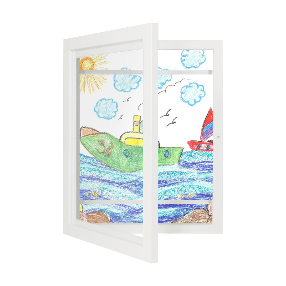 iRahmen Kids Art Frames 8.5x11 Set of 2 - Front Opening Childrens Picture Frame Changeable, Wood Artwork Display Storage for Wall Mount, Magnetic Door Holds 50 Art Pieces for Drawings, 3D Picture, Crafts, Portfolio, Brown
