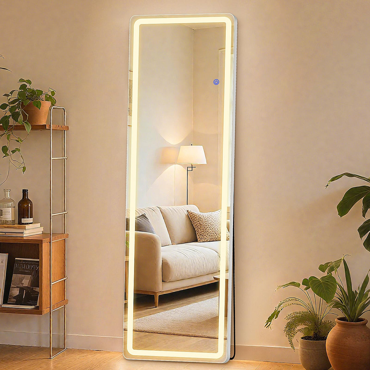 OLIXIS 64"x21.5" Arched Full Length Mirror with Stand, Body Mirror