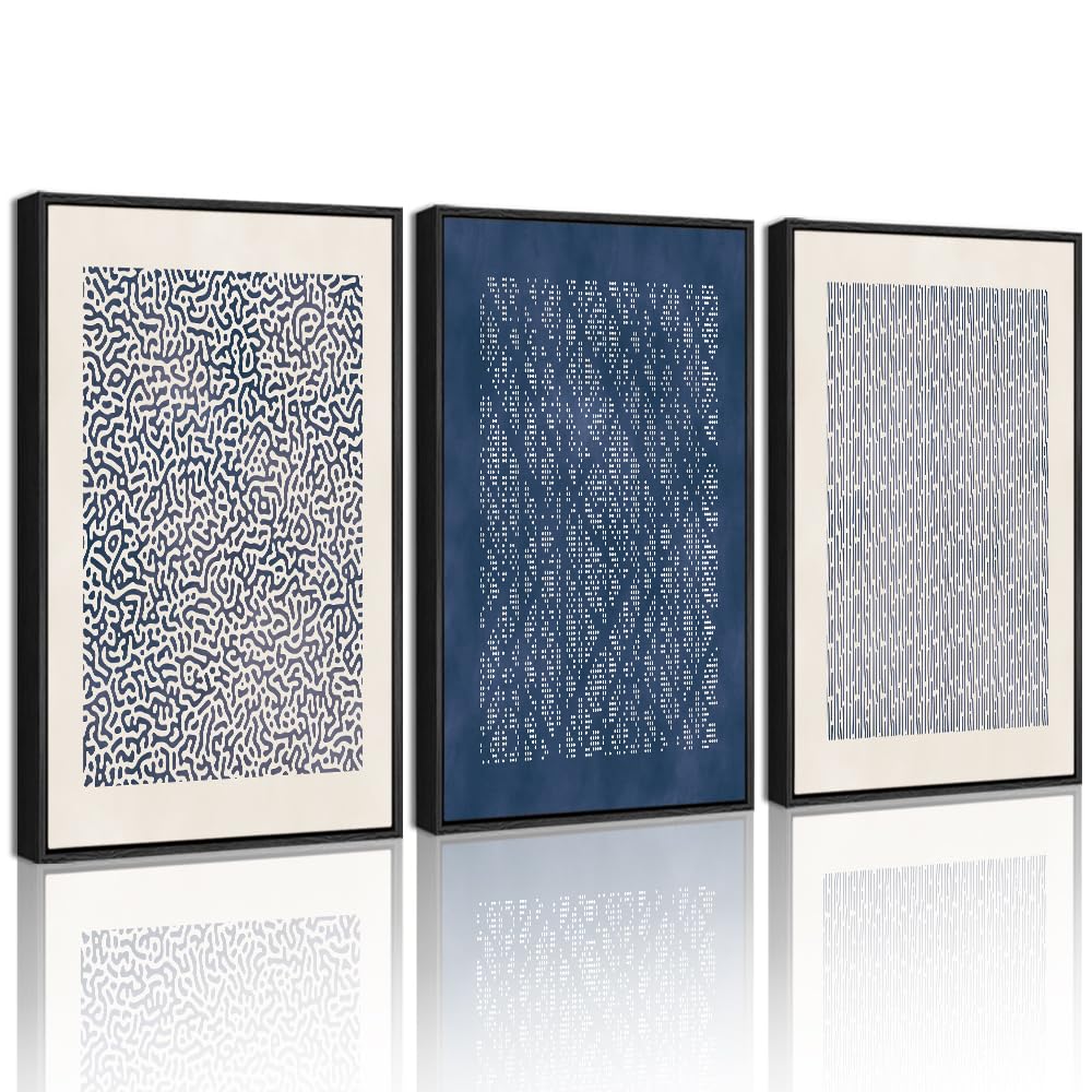 Drsoum Mid-Century Modern Framed Wall Art Minimalist Abstract Boho Neutral Line Wall Decor Geometric Artwork Kitchen Dining Room 11x14in Natural Framed