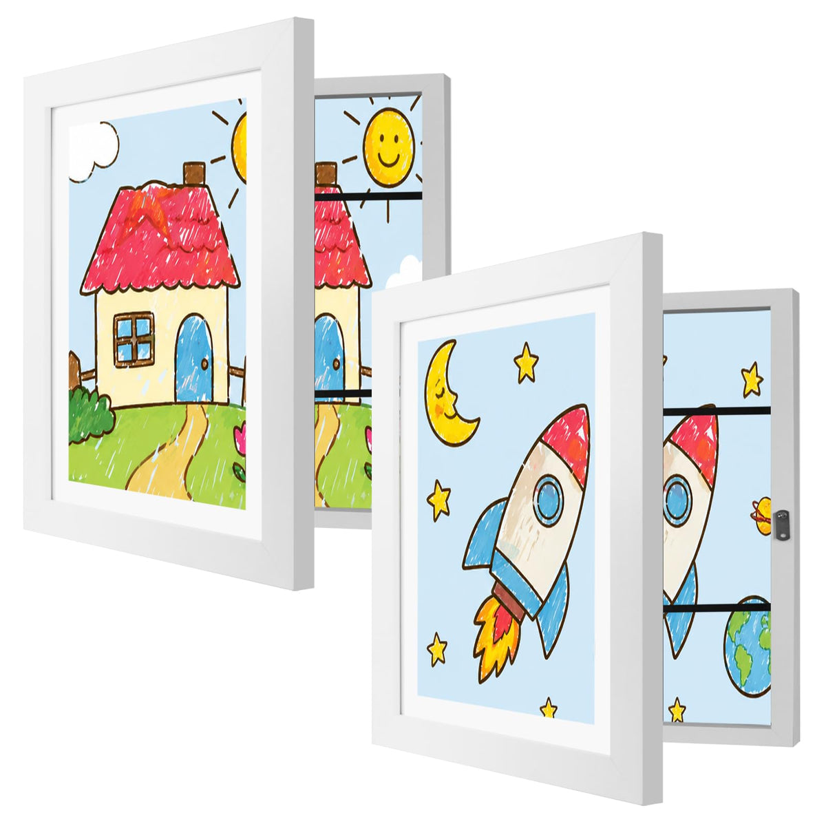 4 Pack Kids Artwork Frames Changeable 8.5 x 11 Inch Children Art Projects Kids Art Frames Front Opening Picture Display Frame, Black