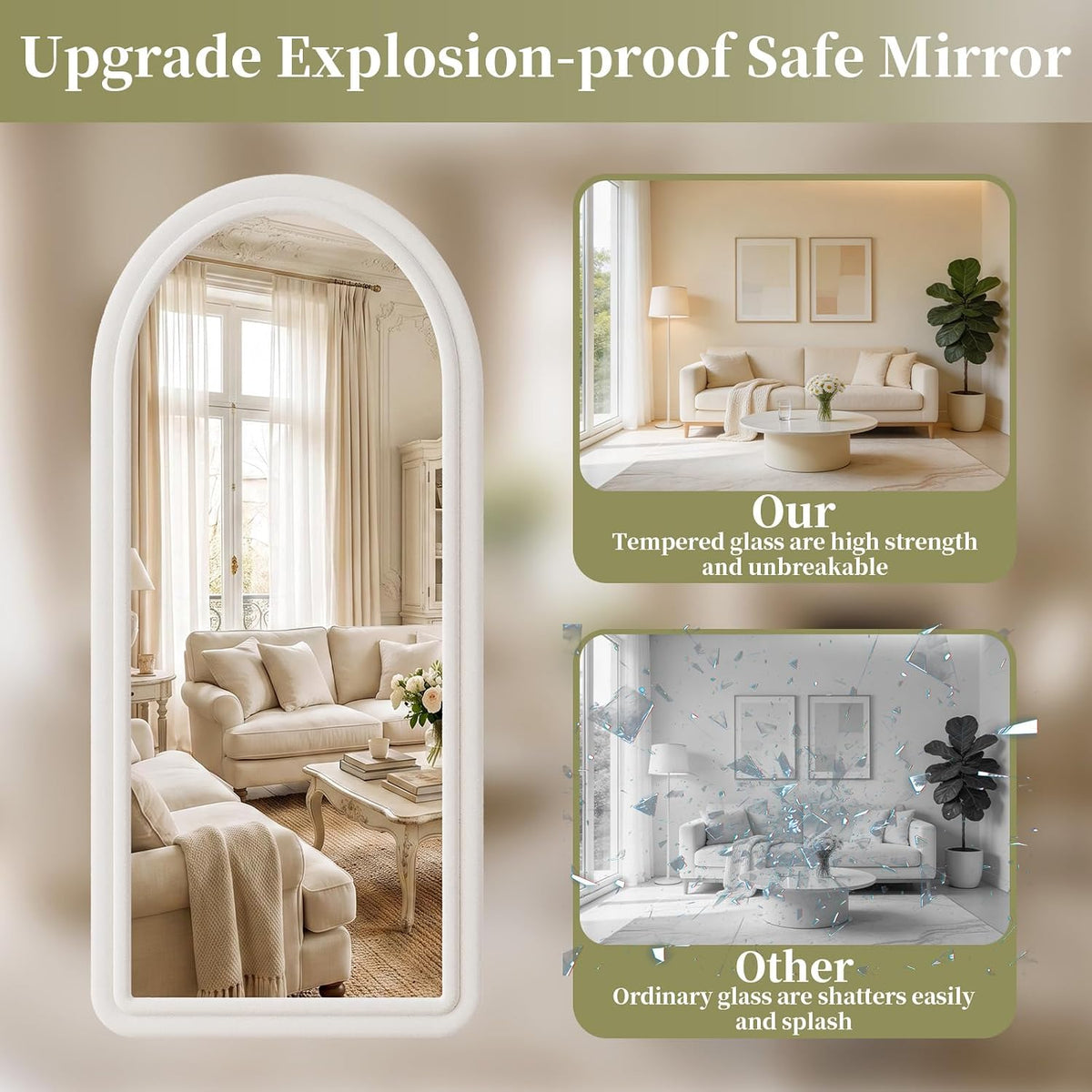 Koonmi 71"x32" Arched Full Length Mirror, Floor Mirror with Stand