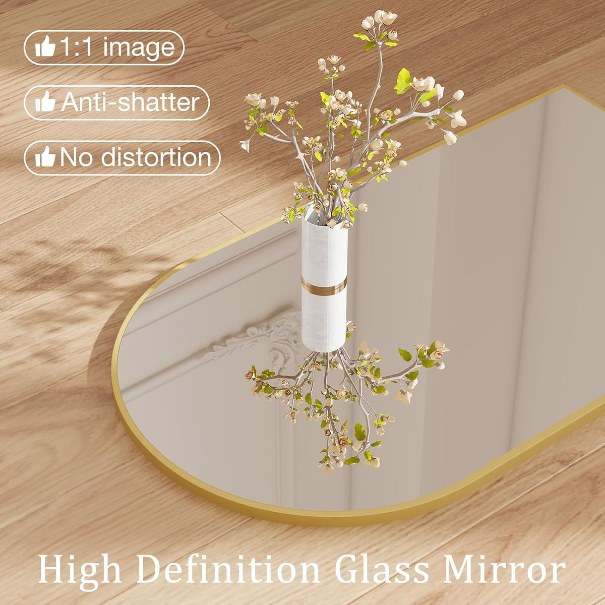NEWBULIG 20X30 Inch Arched Bathroom Wall Mirror for Over Sink, Gold