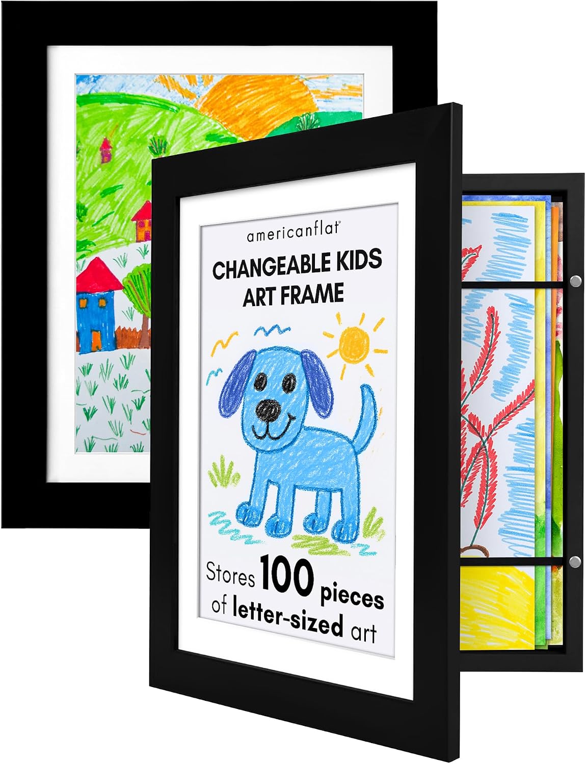 Americanflat 8.5x11 Changeable Kids Art Frame 2-Pack - Black