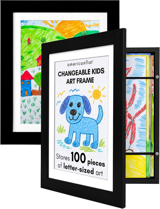 Americanflat 8.5x11 Changeable Kids Art Frame 2-Pack - Black