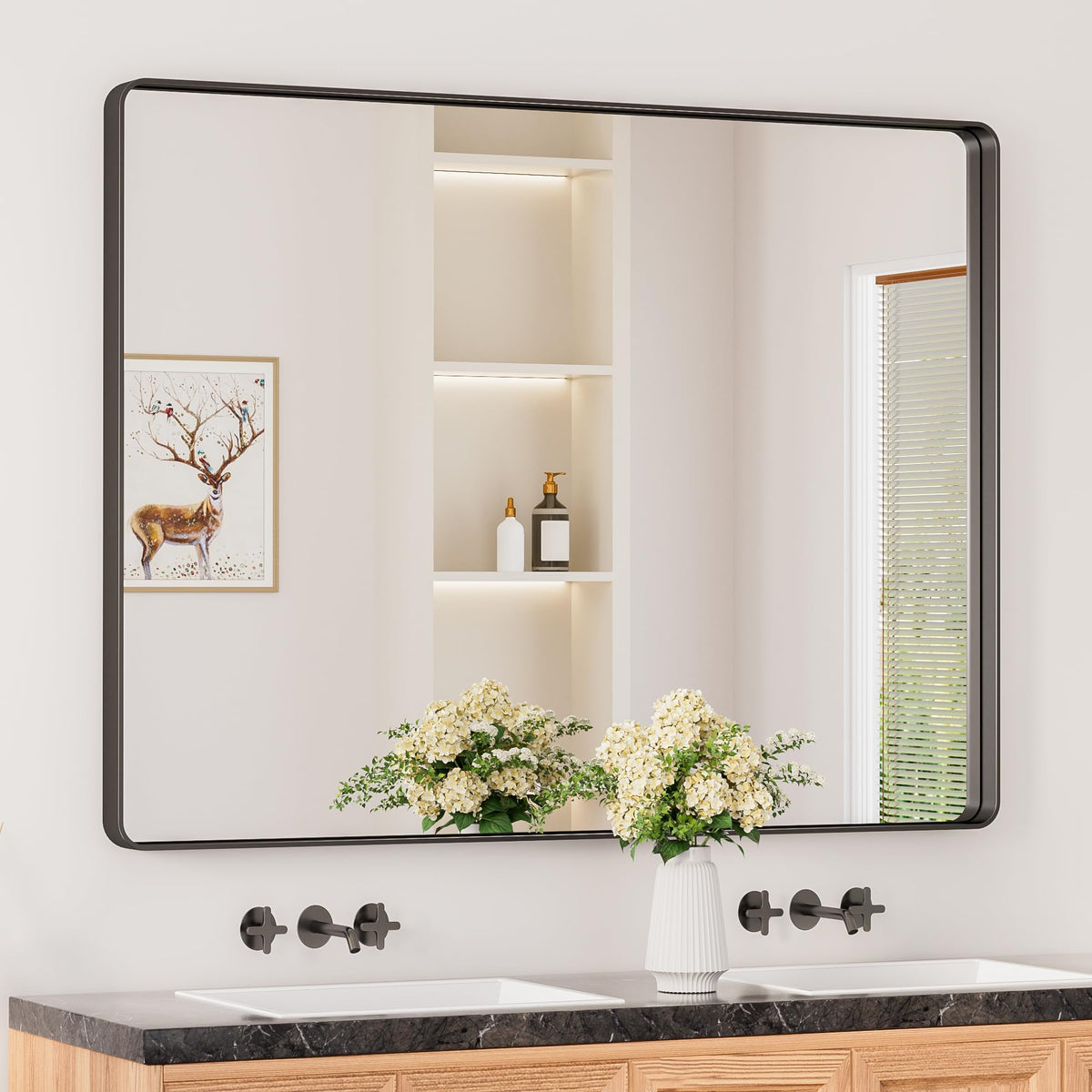 Keonjinn 20 x 30 Inch Brushed Nickel Bathroom Mirrors for Over Sink
