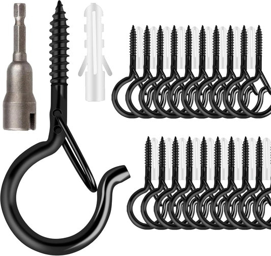 FSAH 36 PCS Q-Hanger Hooks with Safety Buckle, Windproof Screw Hooks
