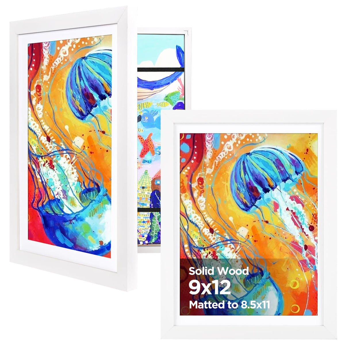KINLINK 9x12 Kids Art Frame, Natural Artwork Frames 2 Pack