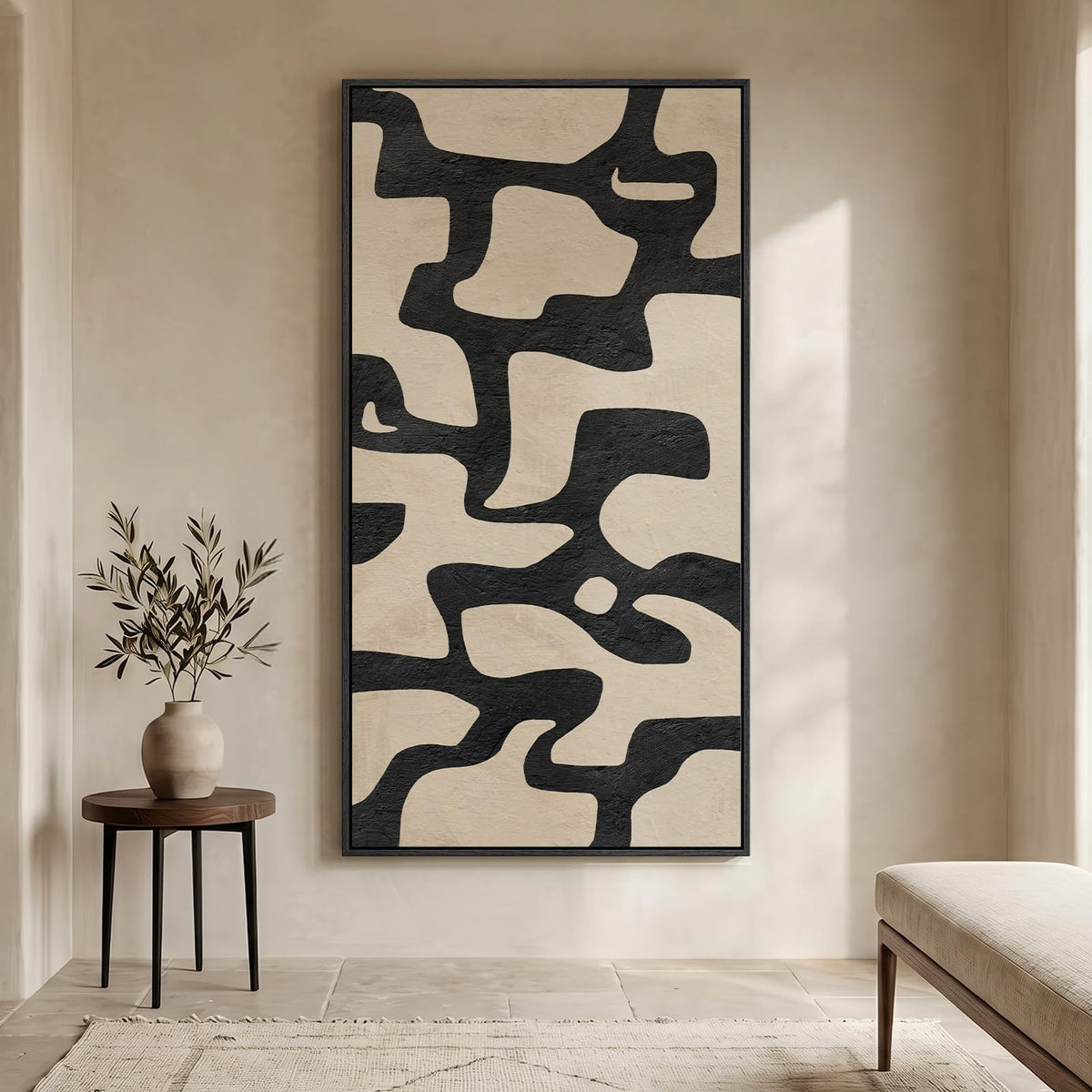 Extra Large Framed Brown Abstract Wall Art for Living Room, Vertical 40x60