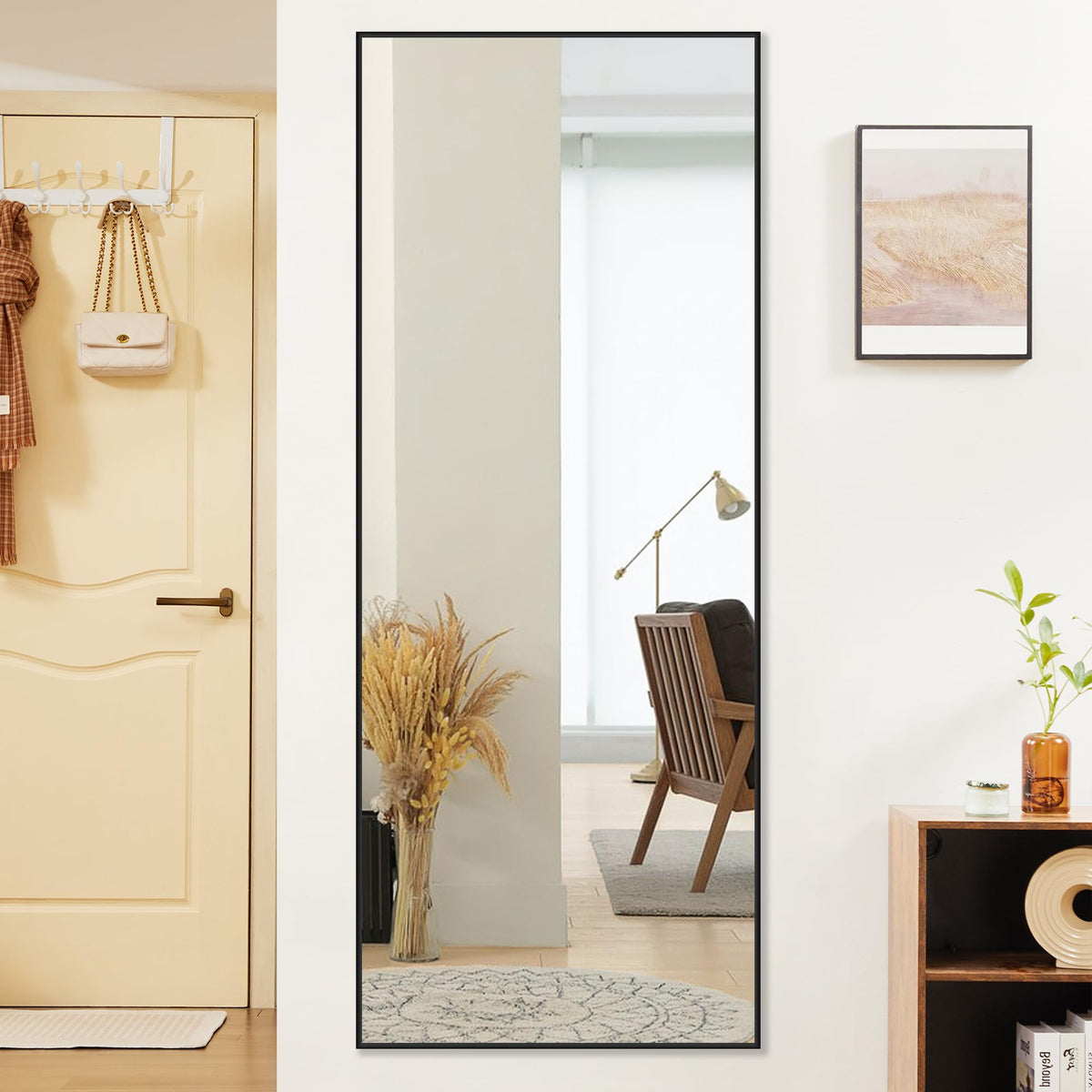OLIXIS 64"x21.5" Arched Full Length Mirror with Stand, Body Mirror