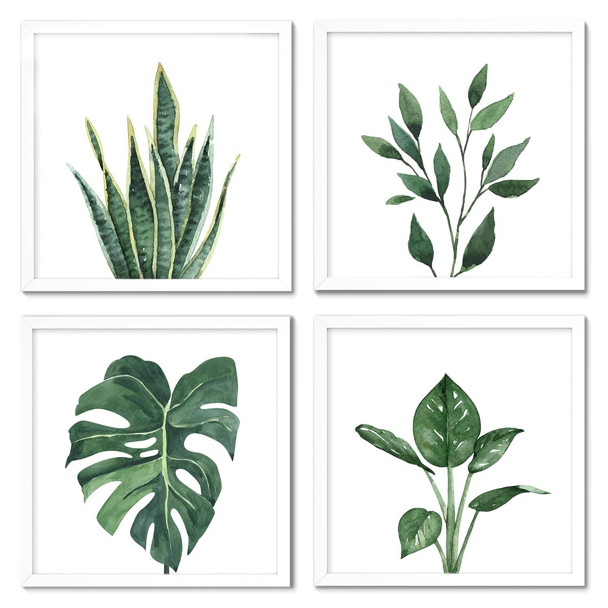ArtbyHannah Framed Bathroom Wall Art Decor, 10x10 Botanical Artwork Walnut