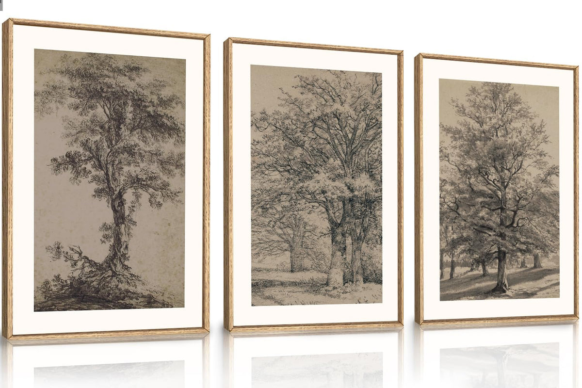 KAIRNE Neutral Abstrcat Landscape Framed Canvas Wall Art Set-40"x20"x1