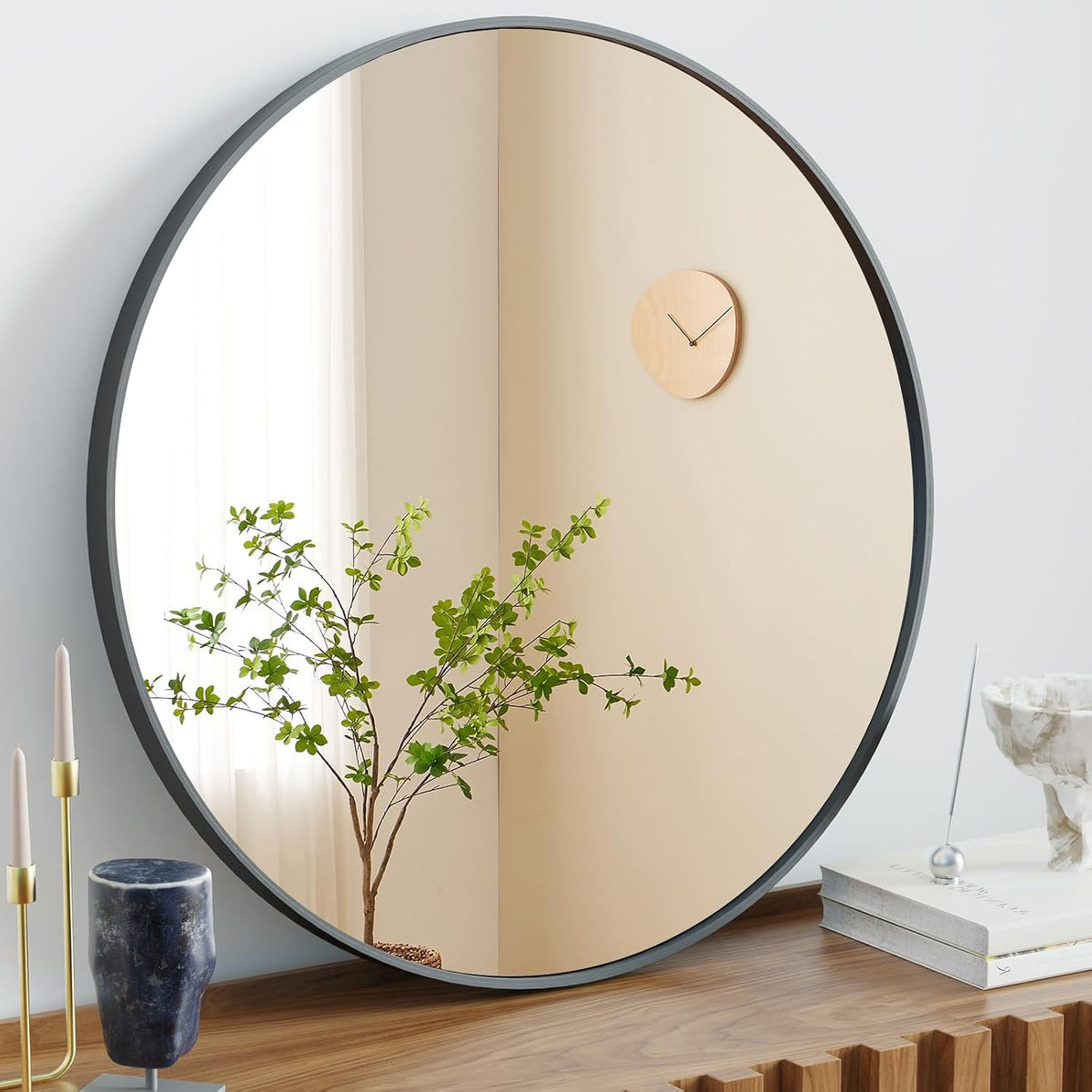 Sweetcrispy Round Bathroom Wall Mirror, Vanity Mirror, 20 Inch