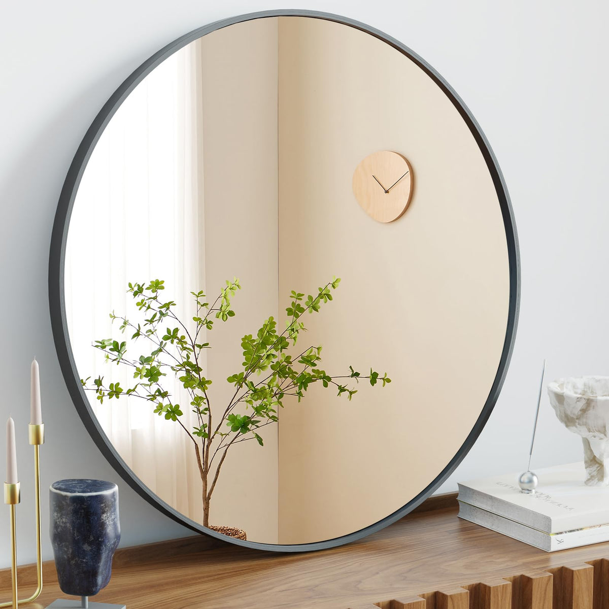 Sweetcrispy 24"x36" Arched Black Bathroom Mirrors for Wall
